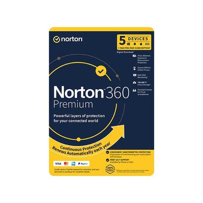 NORTON 360 Premium For Sg 100gb Ap 1 User 5 Device 12mo 21432853