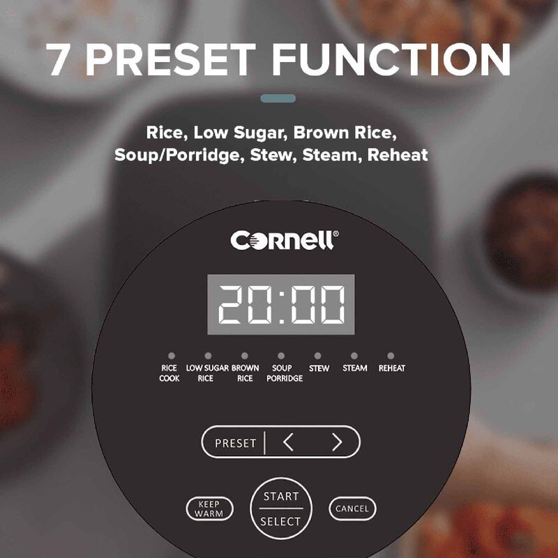 CORNELL Digital Rice Cooker With Low Sugar Basket (1.5l) CRCD156B-image 9