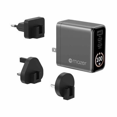 MAZER Aiprestige Gan Pd100w 2c1a With Travel Plugs-blackgrey M-AI-G100W-V7-BG