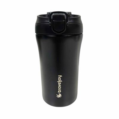 TRAVEL JOY Double-walled Eco Thermal Mug With Built-in Straw (special Buy) TJ2WMUG-400-BLK