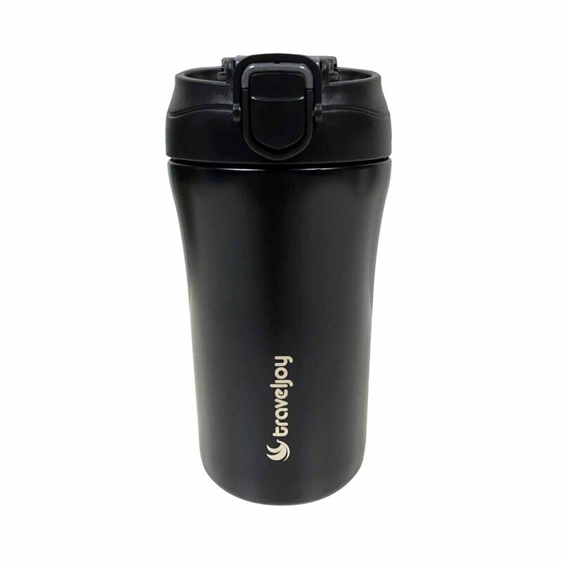 TRAVEL JOY Double-walled Eco Thermal Mug With Built-in Straw (special Buy) TJ2WMUG-400-BLK-image null