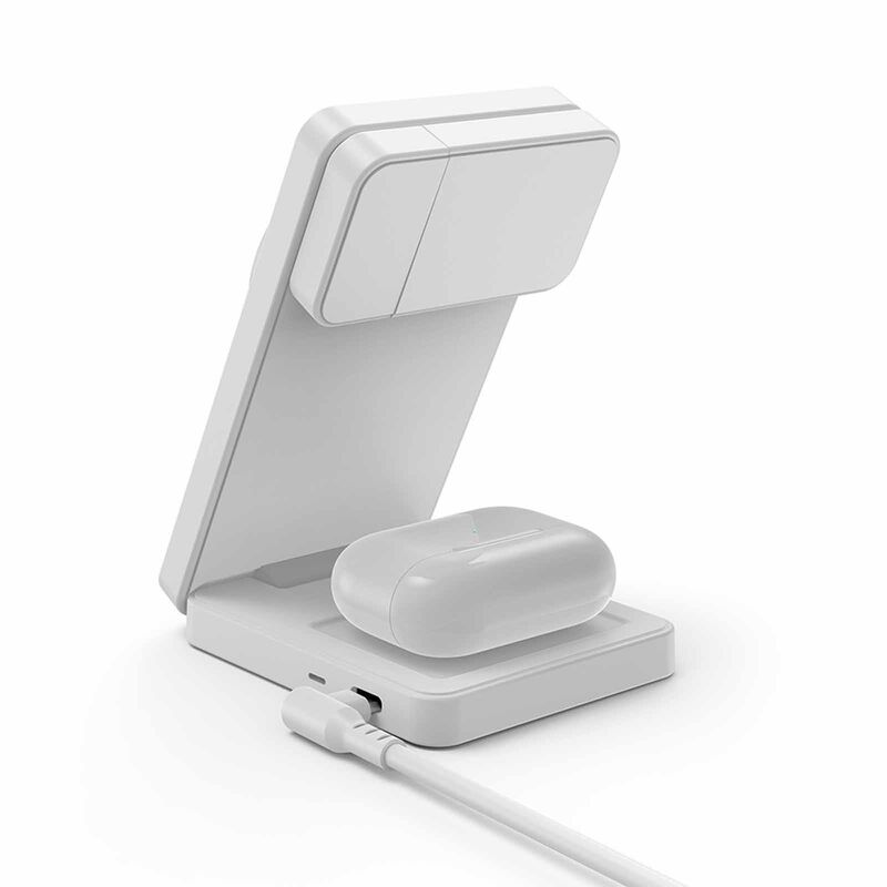 MAZER Qi2 Foldable 3in1 Total 25w Wireless Charging Stand-white M-QI2-MAGFOLD06-WH-image 4