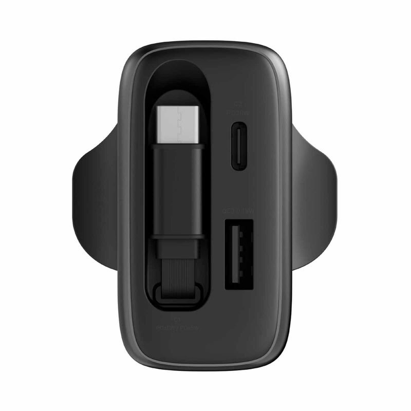 ENERGEA Ampcharge Arc 65, Pd/pps/qc3.0 Gan Wall Charger With Retractable Cable, 65w (uk) - Gunmetal CHR-AC-ARC65UK-image 5