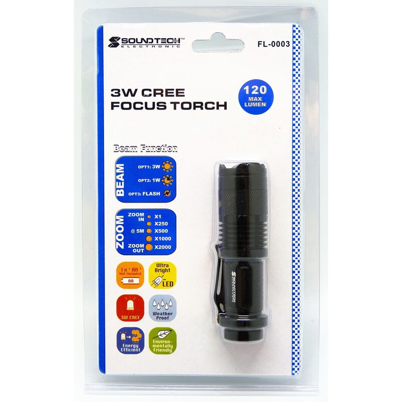 SOUNDTEOH 3w Cree Focus Torch FL-0003-image null