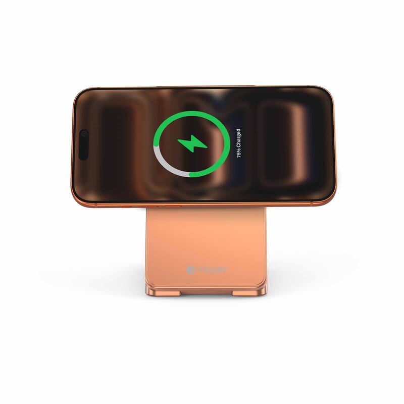 MAZER Qi2.2 25w Foldable 3in1 Total 35w Wireless Charging Stand-sunset Orange M-MAGFOLD07-SO-image 2