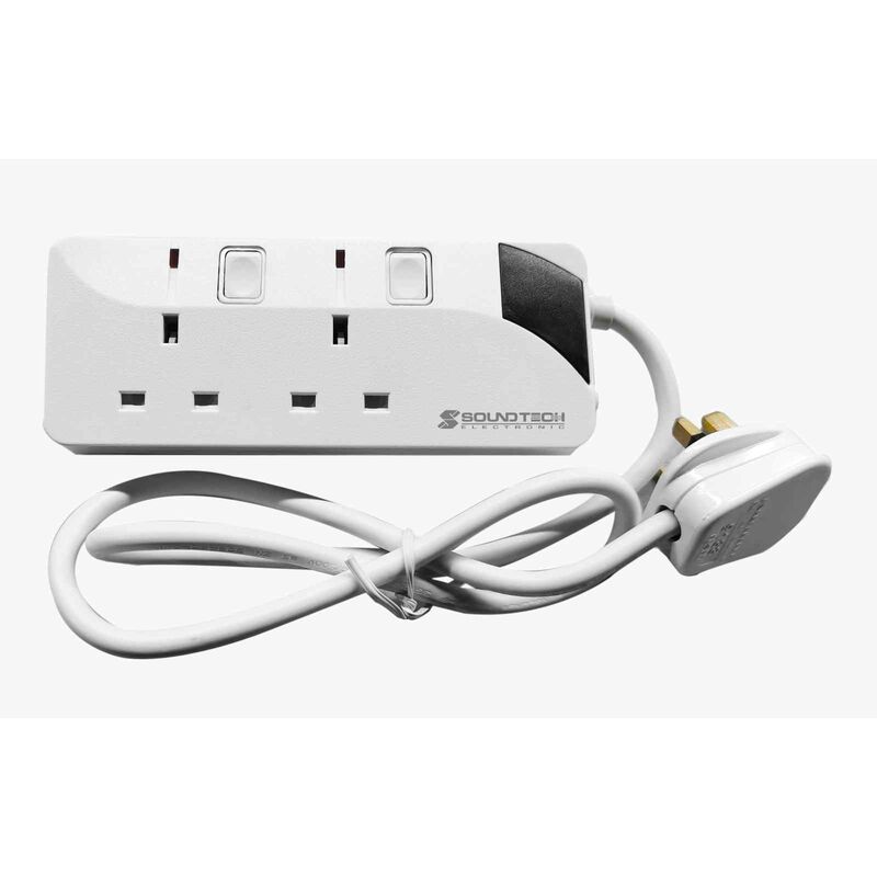 SOUNDTEOH 2 Way 3 Meter Power Strip PS-002A/3M WHITE-image null