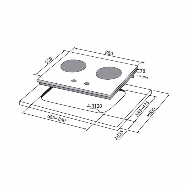 MAYER 88cm 2 Burner Gas Hob - Glass Black (lpg/pub) (exclude Installation) MMGH288HI-image 3