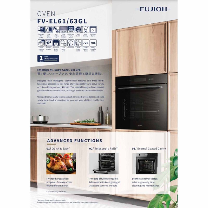 FUJIOH 72l Built In Oven With Telescopic Rails (exclude Installation) FV-EL63 GL-image 6