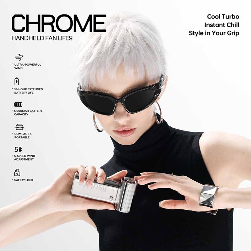 JISULIFE Handheld Fan Life9 5000mah-chrome LIFE9-5000-CHROME-image 9