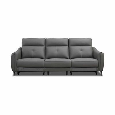 MUZE 3rr Seater (hl) Cat A Grey Half Leather Sofa NEW CLARA