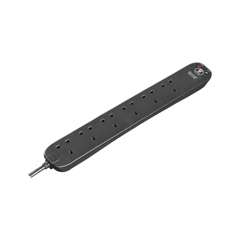 MASTERPLUG Surge Extension Lead 6 Socket, Fast Charge Usb A & C Black SRGUAC2262NB-image 5