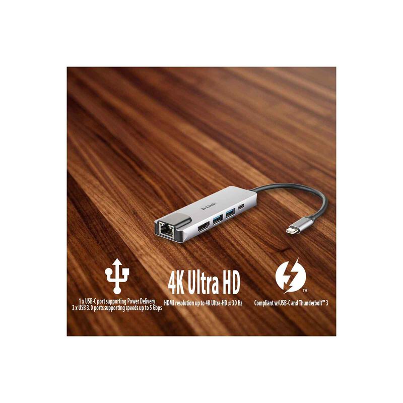 DLINK 5-in-1 Usb-c Hub With Hdmi/ Ethernet And Power Delivery DUB-M520-image 3