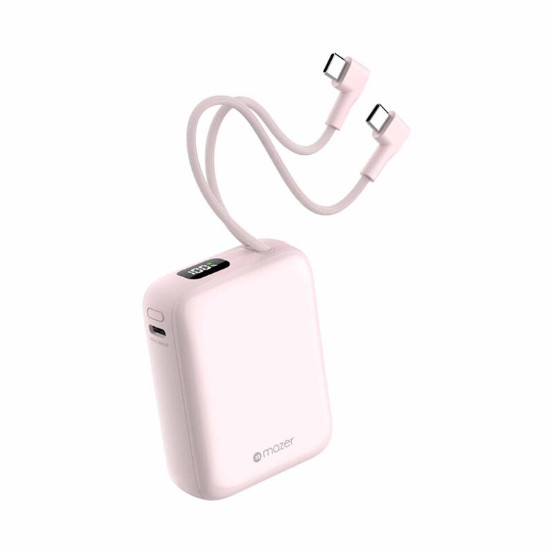 MAZER Powercharge Nano Duo 10,000mah Pd35w With Built-in C-cable X2 Powerbank - Pink M-PC35CC-PK-image 4