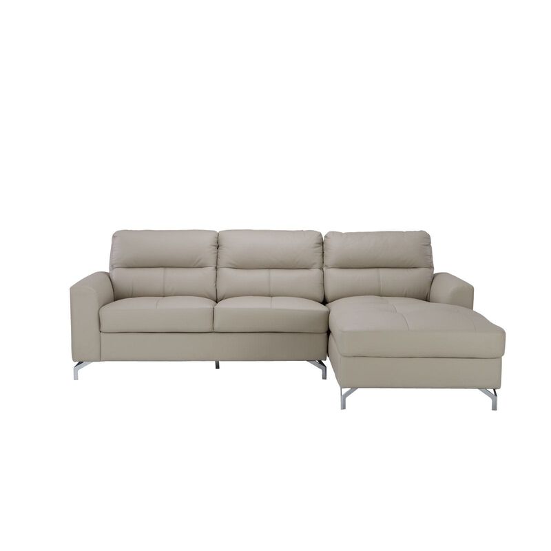 L Shaped (hl) Right Beige Half Leather Sofa DEXTER-image 1