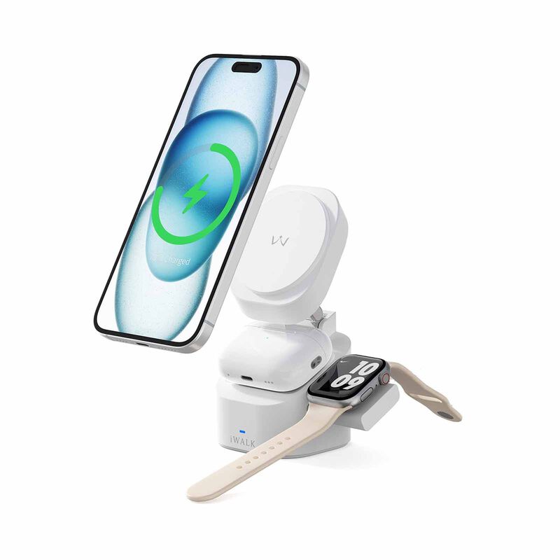 IWALK Standme Power 3-in-1 Wireless Charger White For Iphone/watch/airpods MXS007-002A-image 6