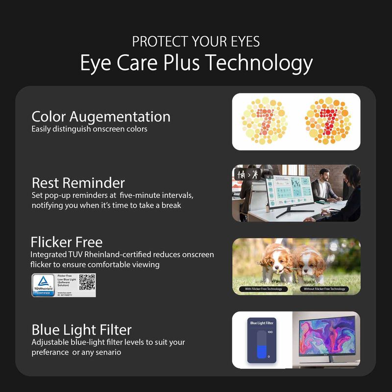 ASUS 23.8in Eyecare Fhd 100hz Gaming Monitor (quiet Blue) VU249CFE-B-image 6