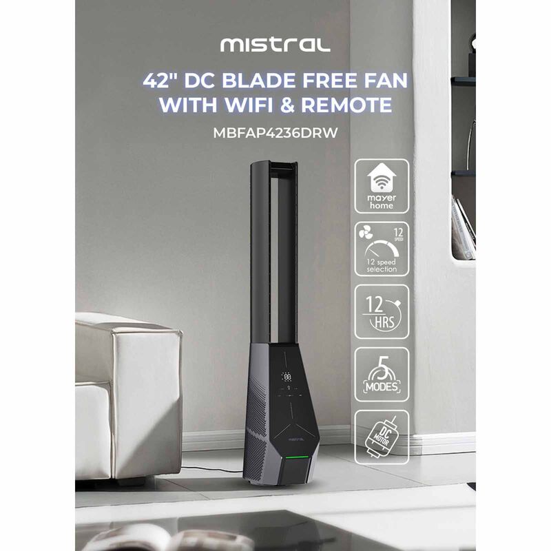 MISTRAL 42 In Dc Blade Free Fan W/remote & Wifi MBFAP4236DRW-image 4