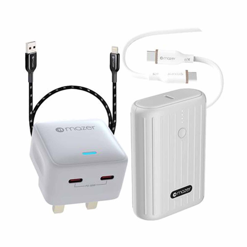 MAZER Bundle Deal (gan35uk-wh Charger + Power Bank 10.0v2-wh + C2c 2m Cable-wh+a2l50) M-BUNDLE35UK+10.0V2+C265-WH-image 1