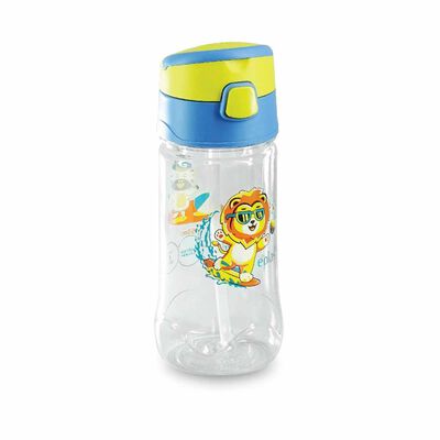 EPLAS Bpa One-touch Kid Bottles W/silicone Straw (450ml) -blue EGQP-450