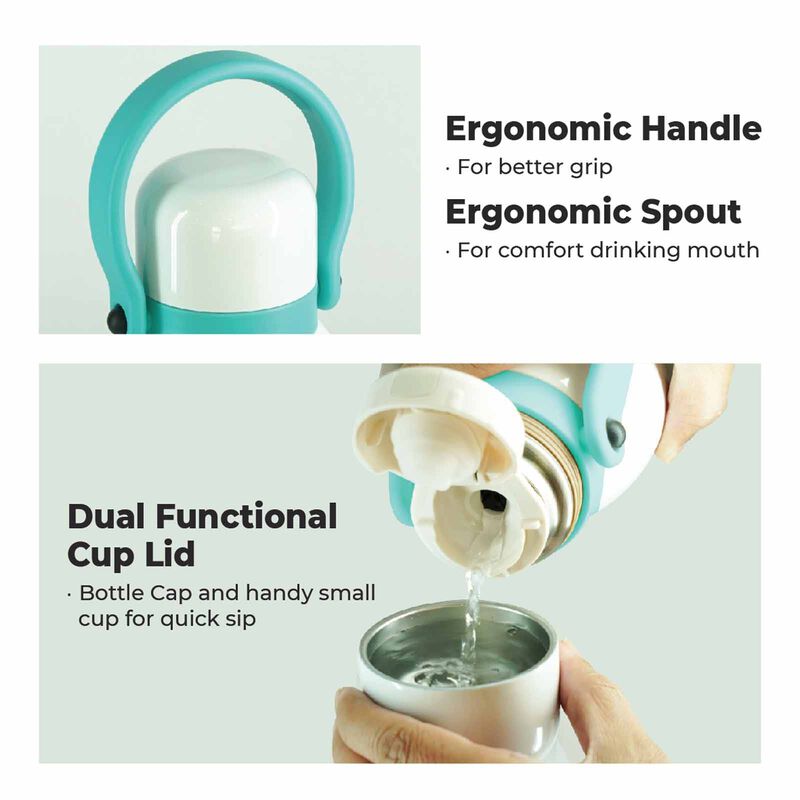 EPLAS 316 Double-walled Stainless Steel One Touch Thermal Bottle With Handle (700ml) - Midnight Blue/yello EVB-700-image 5