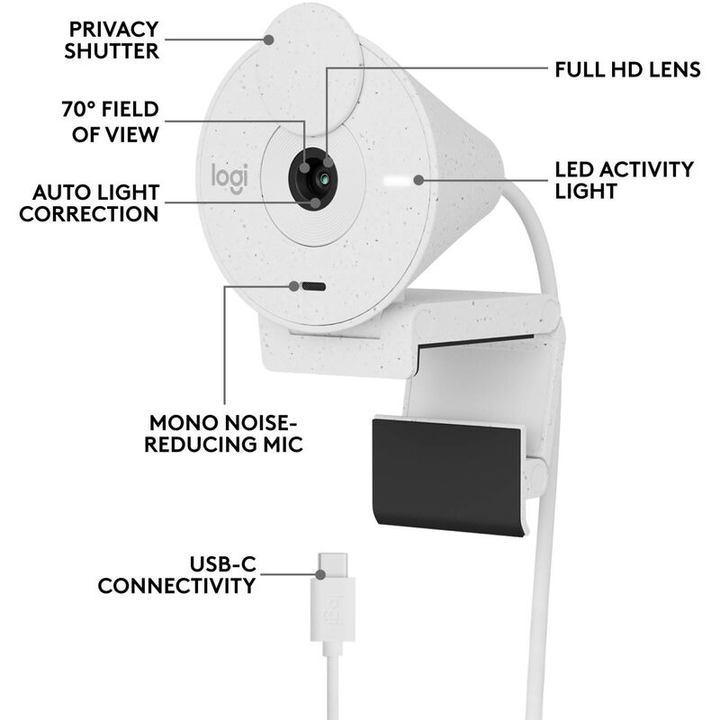 LOGITECH Brio 300 Full Hd Webcam - Off-white (iy) 960-001443-image 3