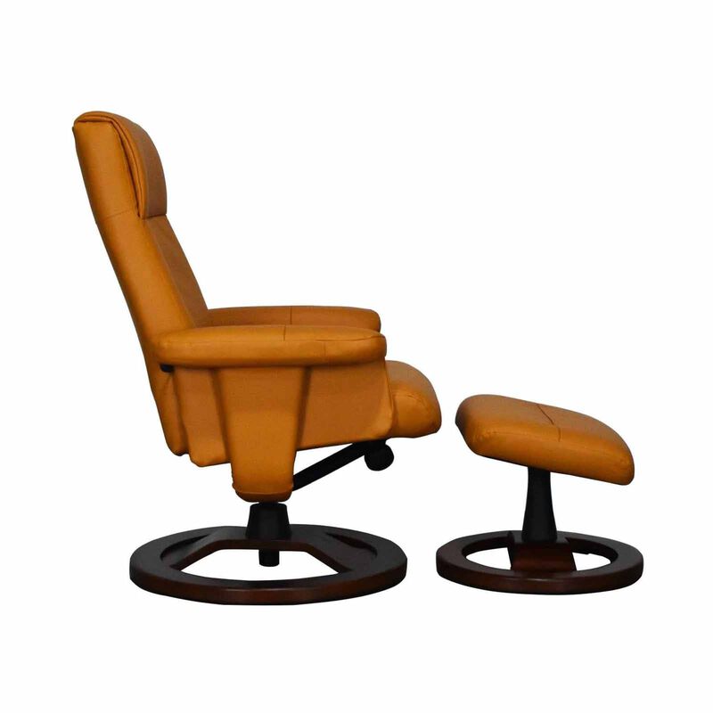 Recliner With Ottoman (hl) Orange Half Leather Recliner ENNA-image 3