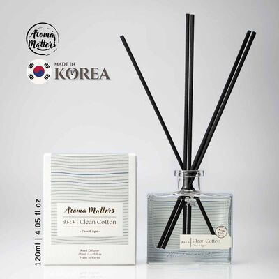 AROMA MATT Clean Cotton Reed Diffuser 4.05 Fl.oz (120ml) BOTTLE120-CLEAN COTTON