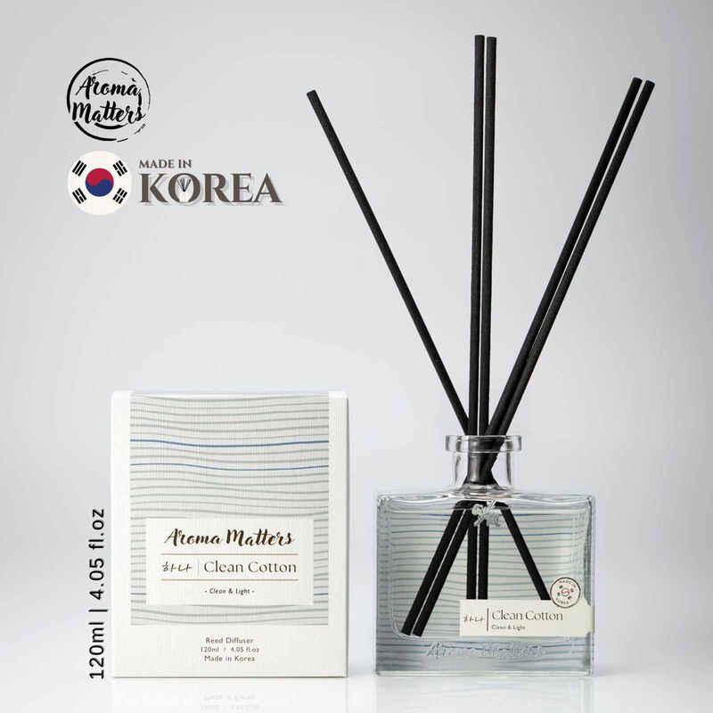 AROMA MATT Clean Cotton Reed Diffuser 4.05 Fl.oz (120ml) BOTTLE120-CLEAN COTTON-image 1