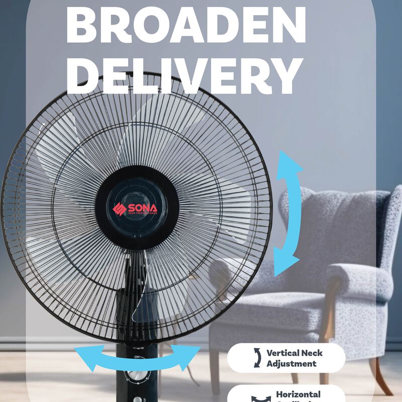 SONA 16 In Stand Fan -black SFS1157-image 6