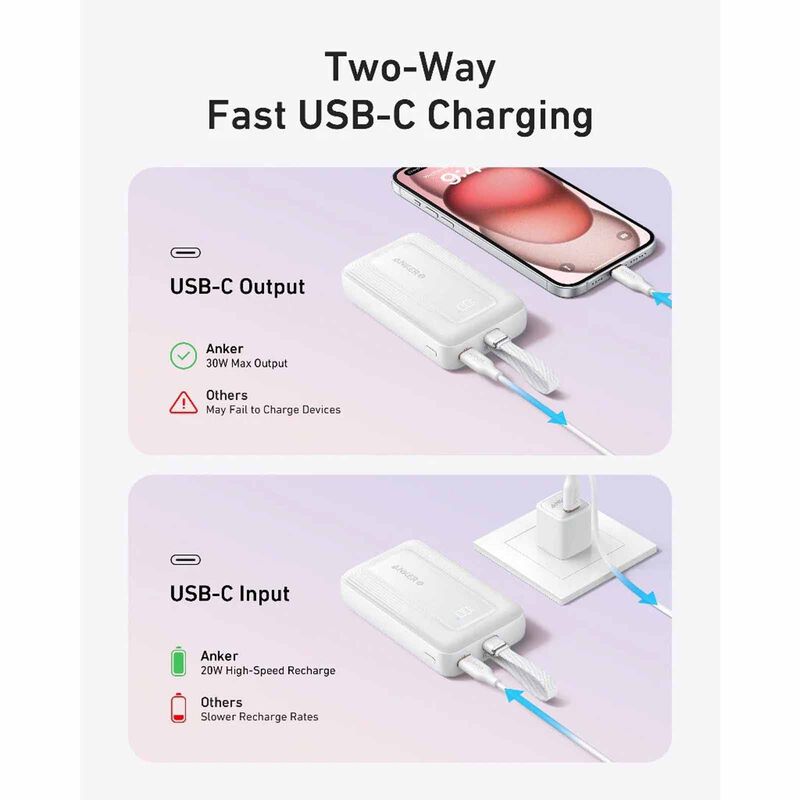 ANKER Zolo Powerbank 10k Pd 30w C Cable White A1688H21-image 2