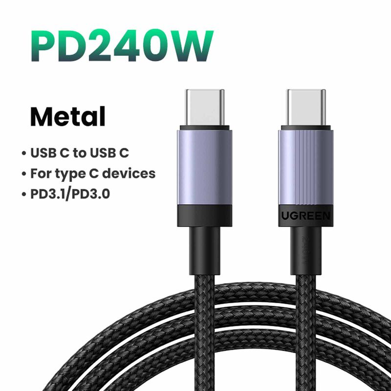 UGREEN 240w Usb-c To Usb-c Pd Fast Charging Cable, 2m (aluminium Connector) 65908-image 3