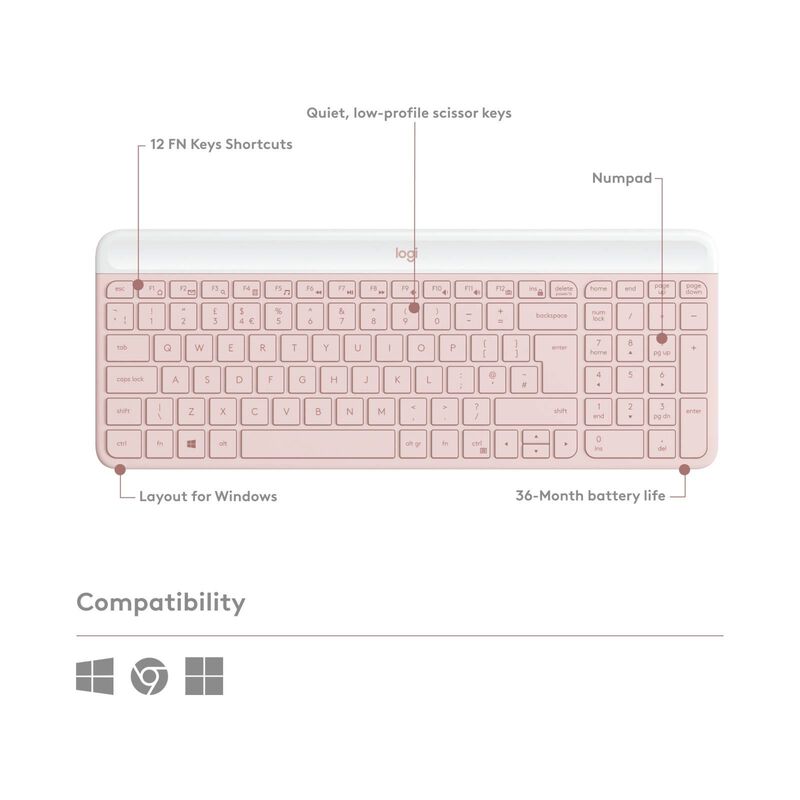 LOGITECH Mk470 Wireless Slim Combo Rose (iy) 920-011326-image 6