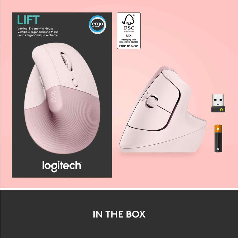 LOGITECH Logi Lift Vertical Ergonomic Mouse - Rose (1y) 910-006481-image 7