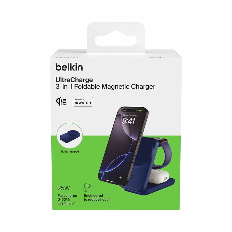 BELKIN Qi2.2 25watt 3-in-1 Wireless-charger Sq - Blue WIZ036MYBL-image 4