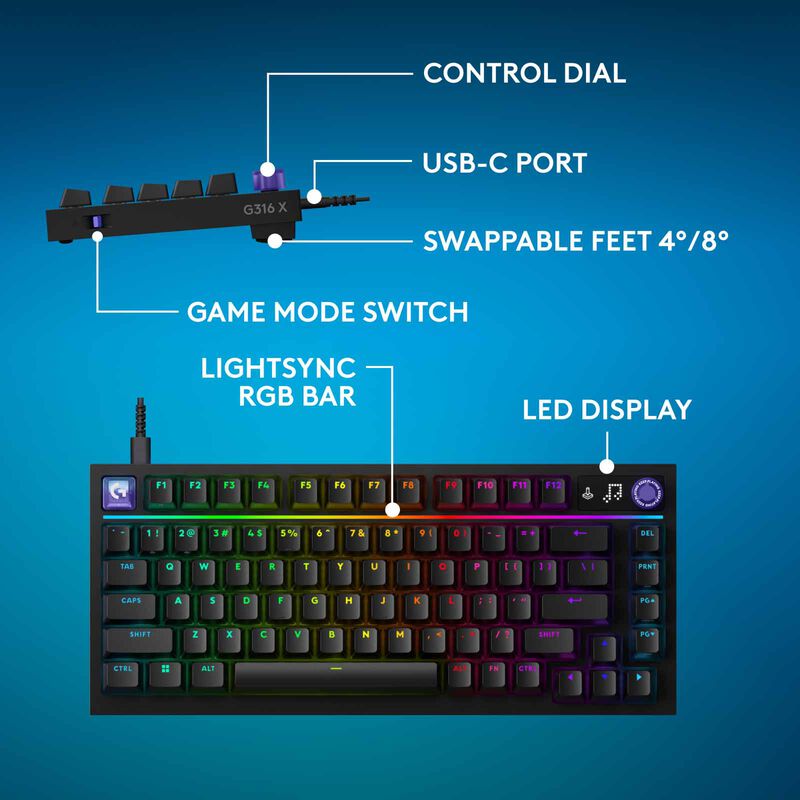 LOGITECH G316 X 75 Mech Keyboard Black Linear 920-014308-image 16