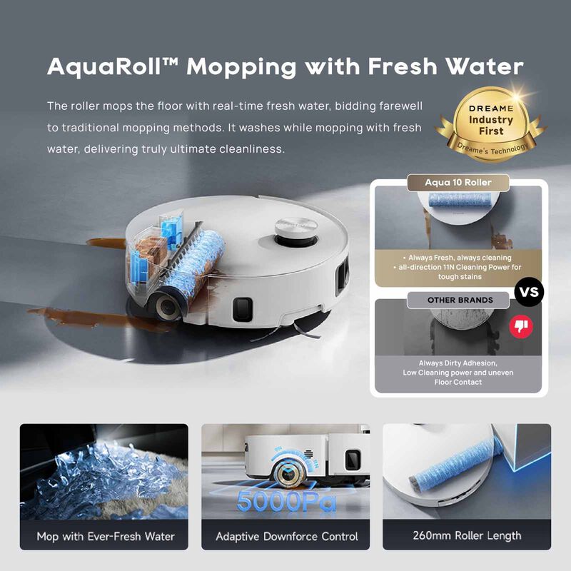 DREAME Aqua 10 Roller Robot Vacuum Cleaner DM-AQ10RL-GL-image 2