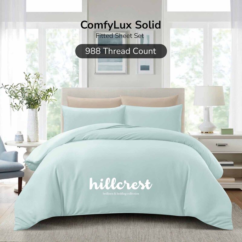 HILLCREST Hillcrest I Comfylux Solid 988tc I Light Mint I King Fitted Sheet ( Oe ) 6839 I K I FS I LIGHT MINT-image 1