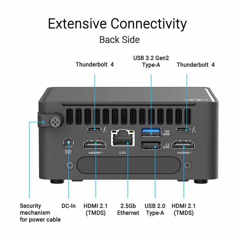ASUS Nuc 15 Pro Tall C7-240h 16gb 512gb Ssd Win 11 Pro Intel Graphics RNUC15CRHC7073C3-image 2
