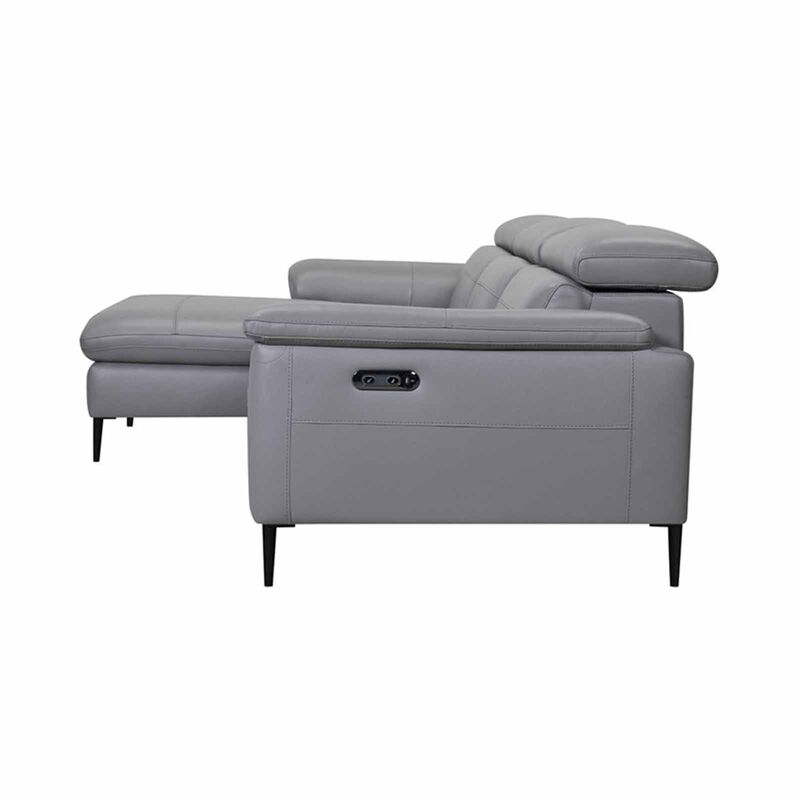 L Shaped-e Recliner (hl) Lt Char Half Leather Sofa DIANNE-image 5