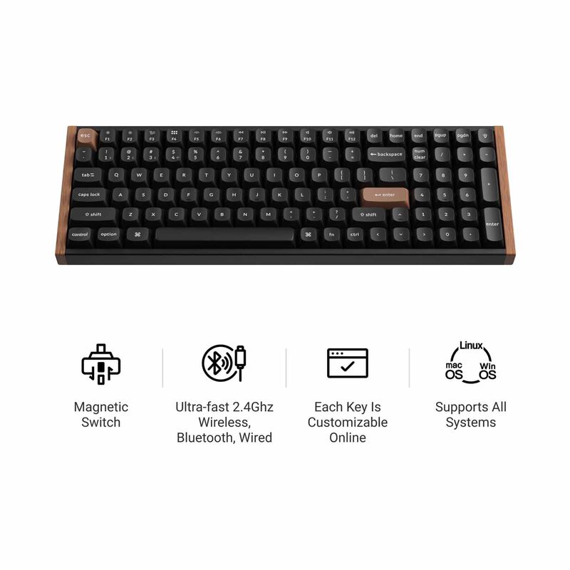 KEYCHRON K4 He Wireless Magnetic Switch Custom Keyboard, 96% 104 Key, Black Full Assembled, Rgb, Hot-swap, Ha KYCN-K4H-F1-image 2