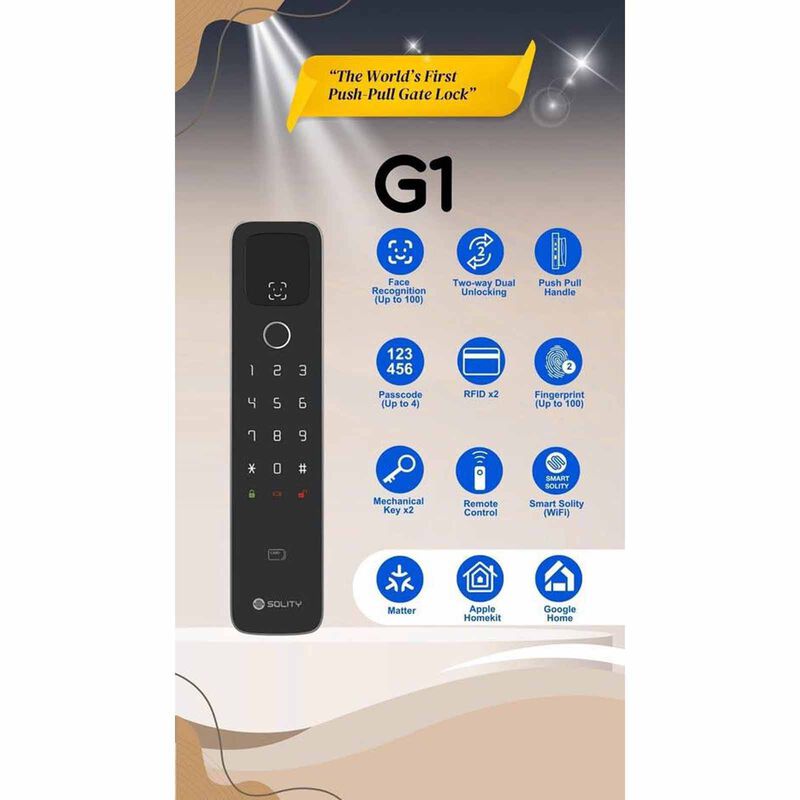 SOLITY Facial Recognition Push Pll Gate Lock Bundle G1 BUNDLE-image 3
