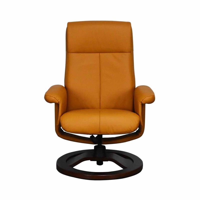 Recliner With Ottoman (hl) Orange Half Leather Recliner ENNA-image 2