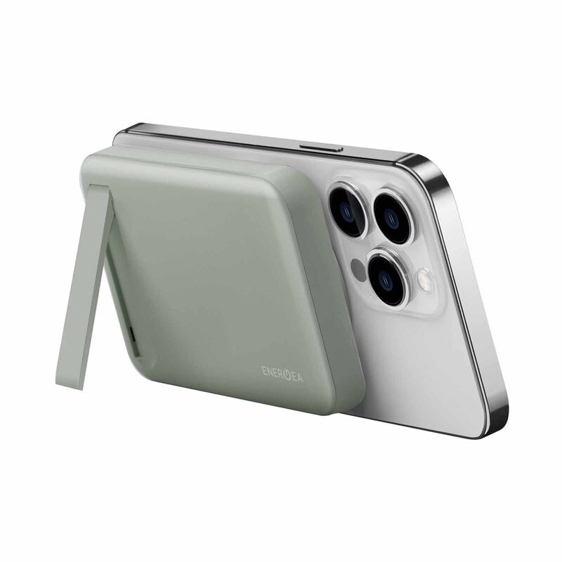 ENERGEA Magpac Mini 10000mah Ultra Slim Magsafe Compatible Powerbank With Built-in Video Stand - Sage MP-MINI-SAG-image 6