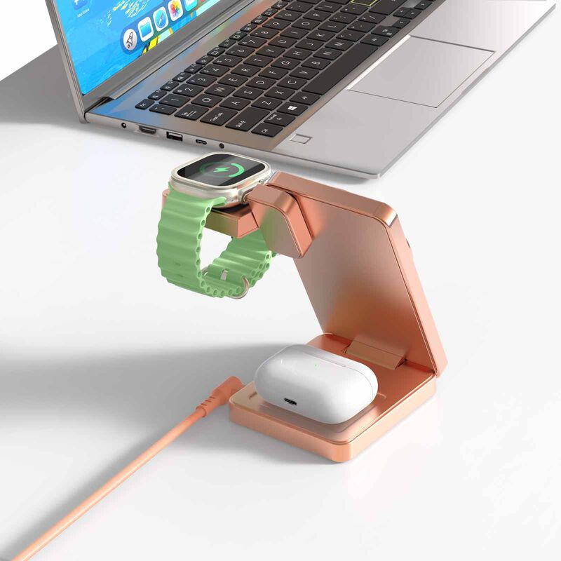 MAZER Qi2.2 25w Foldable 3in1 Total 35w Wireless Charging Stand-sunset Orange M-MAGFOLD07-SO-image 9