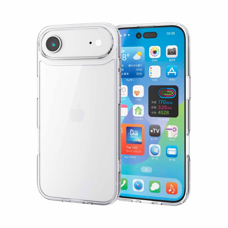 ELECOM Iphone 17 Air Hybrid Case Glass Standard With Metal Ring PM-A25BHVCG1CR-image 3