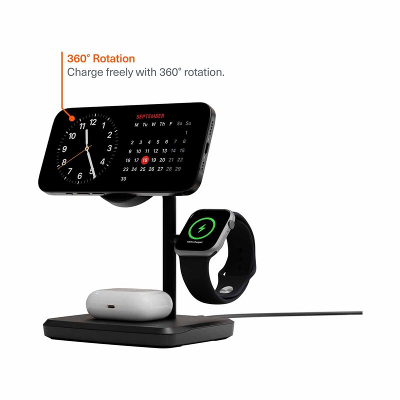CYGNETT Chargebase 3-in-1 Magnetic Qi2.0 Wireless Charger - Black CY5100BUNCP-image 5