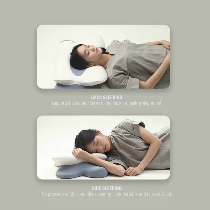 BELLAMI PL Double Comfort Memory Foam Pillow With Cover - White + Purple DOUBLE COMFORT-image 2