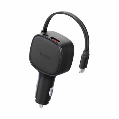 BAZIC Godrive Loop 84, 1c1a Car Charger With 75cm Retractable Usb-c Cable - Black GD-LOOP84-BLK