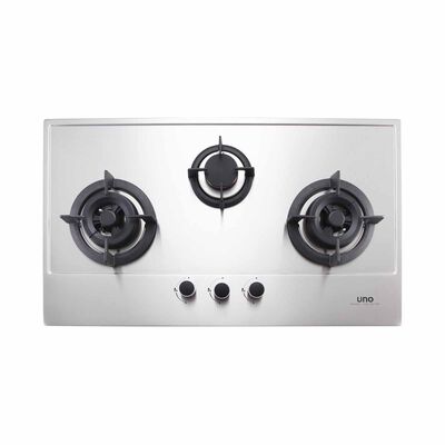 UNO 86cm 3 Burner Stainless Steel Hob, Battery Operated Ignition US-8603TRSV