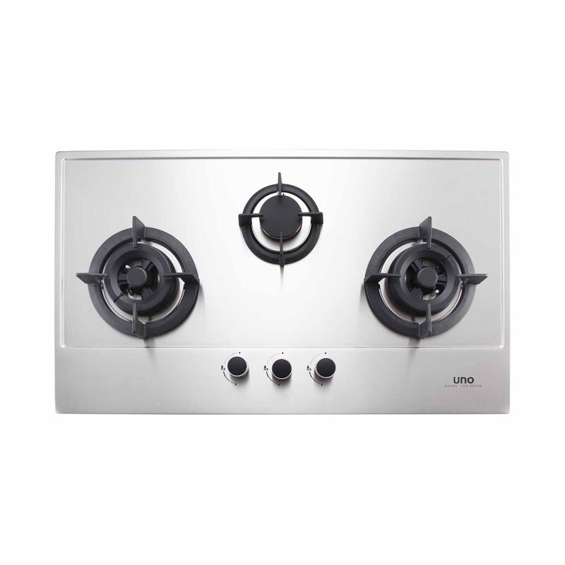 UNO 86cm 3 Burner Stainless Steel Hob, Battery Operated Ignition US-8603TRSV-image null